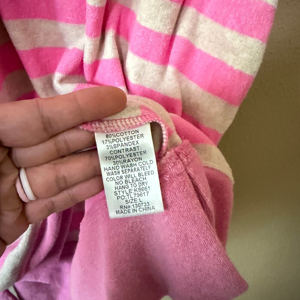 NEW Umgee Pink Terry Cloth Striped Half Zip Dress - Picture 6 of 9